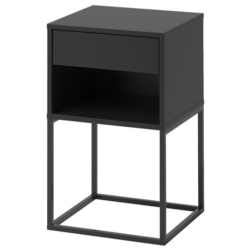 VIKHAMMER Nightstand, black, 40x39 cm