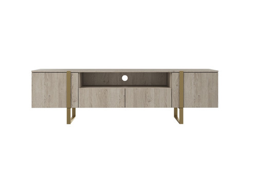 TV Cabinet Verica 200 cm, biscuit oak/gold legs