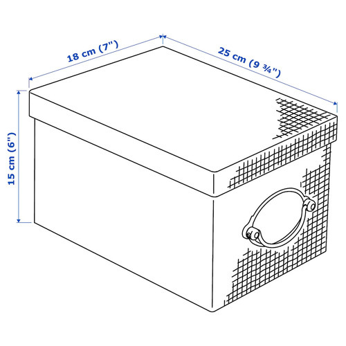 KVARNVIK Storage box with lid, grey, 18x25x15 cm