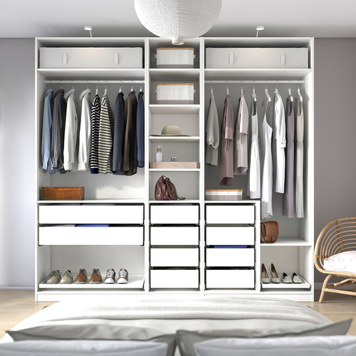 PAX Wardrobe combination, white, 250x58x236 cm