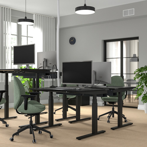 MITTZON Desk sit/stand, electric black stained ash veneer/black, 120x80 cm