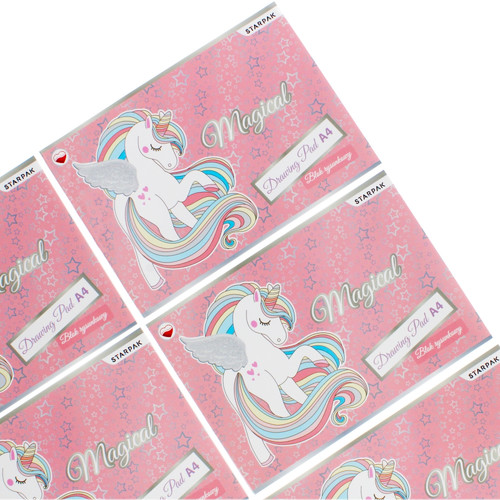 Drawing Pad Sketch Book A4 20 White Sheets 20pcs Magical Unicorn