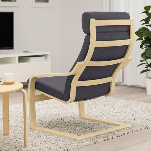 POÄNG Armchair, birch veneer/Skiftebo dark grey