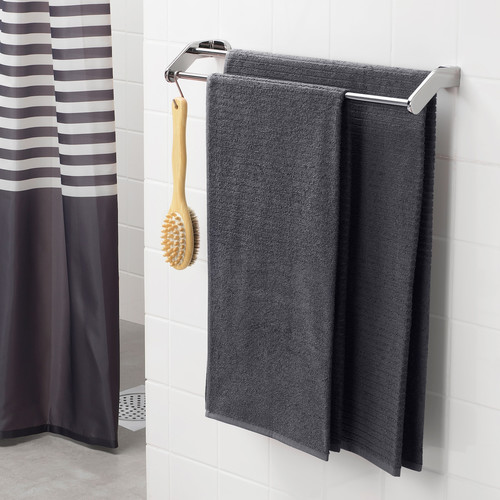 VÅGSJÖN Bath towel, dark grey, 70x140 cm