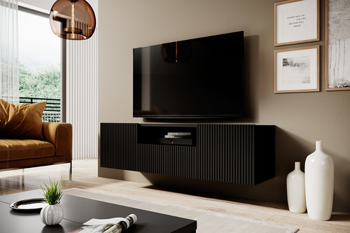 Wall-Mounted TV Cabinet Nicole 150cm, black/matt black