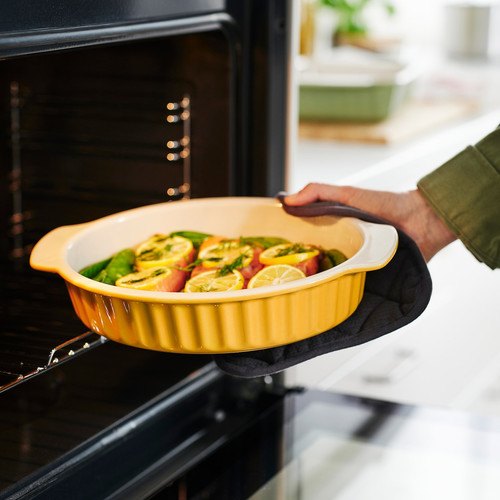 POETISK Baking dish, oval/light yellow, 32x21 cm