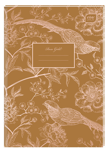 Notebook A5 96 Sheets Squared Metallic Rose Hard Cover 5-pack, assorted patterns