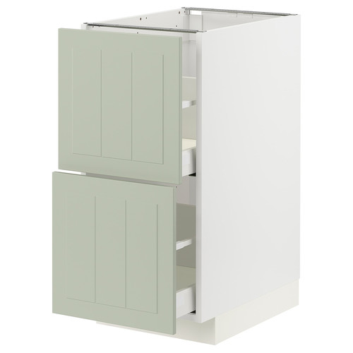 METOD / MAXIMERA Base cb 2 fronts/2 high drawers, white/Stensund light green, 40x60 cm