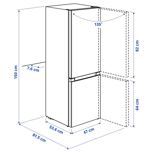 LAGAN Fridge/freezer, freestanding/white, 115/59 l