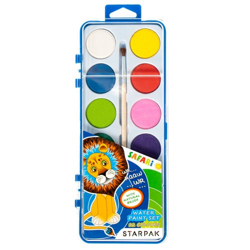 Water Colour Water Paint Set 12 Colours Safari