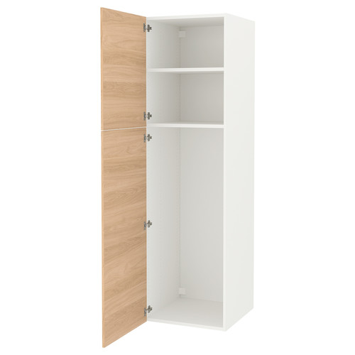 ENHET High cb with 2 doors, white/oak effect, 60x62x210 cm