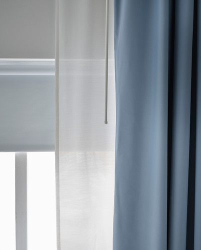 BENGTA Block-out curtain, 1 length, blue, 210x300 cm