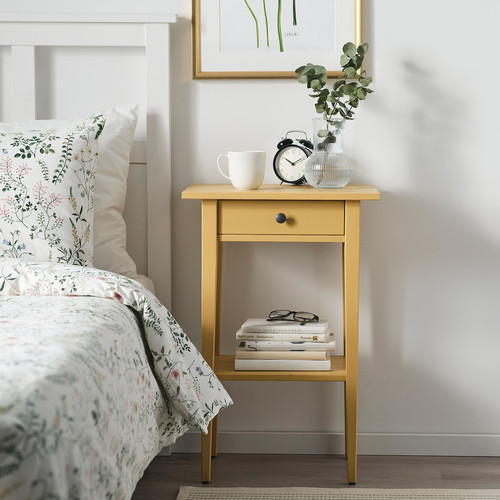 HEMNES Bedside table, yellow stain, 46x35 cm