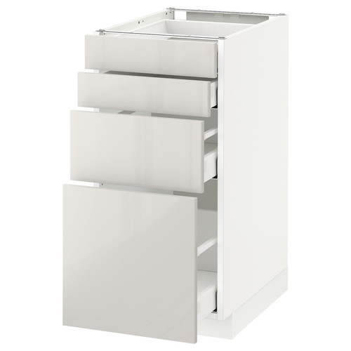 METOD/MAXIMERA Base cab 4 frnts/4 drawers, white/Ringhult light grey, 40x61.8x88 cm