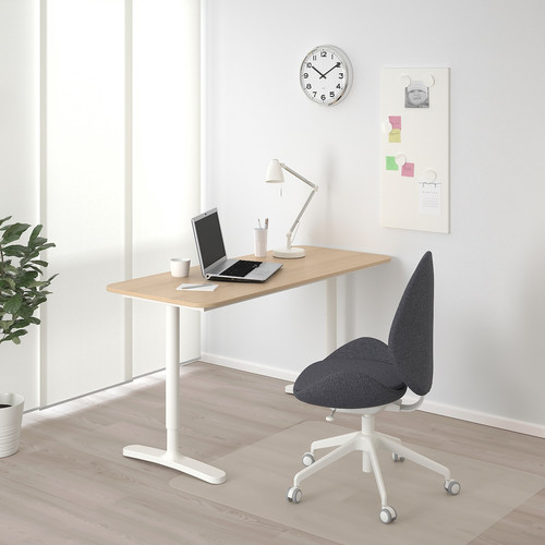 BEKANT Desk, white stained oak effect, white, 140x60 cm
