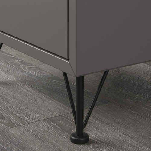 EKET Cabinet combination with legs, dark grey/metal black, 35x35x80 cm