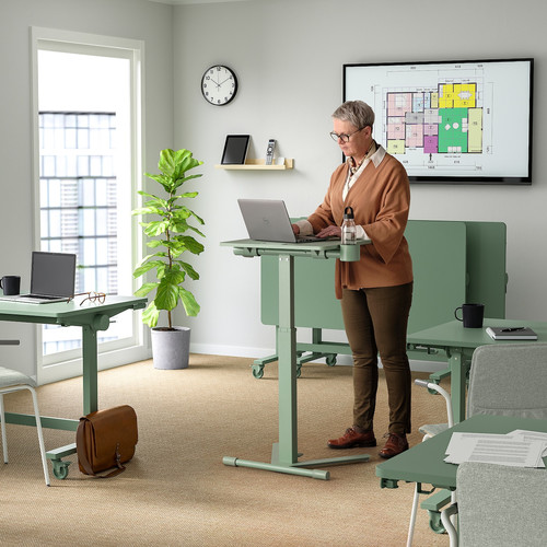 MITTZON Laptop table with castors, green, 66x50 cm