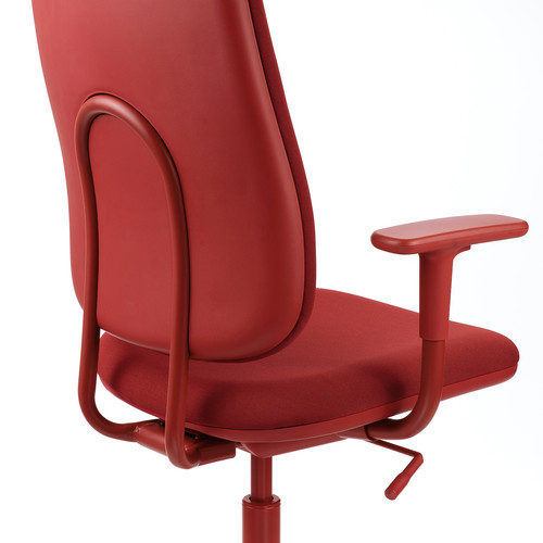 SMÖRKULL Office chair with armrests, Gräsnäs red