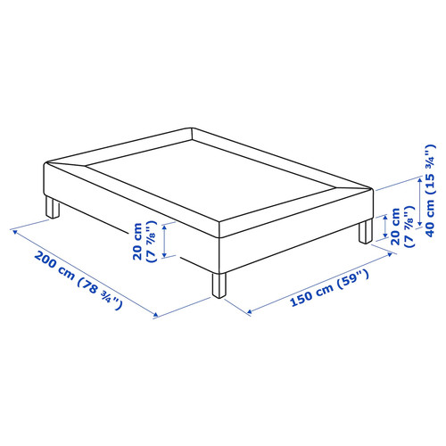 LYNGÖR Slatted mattress base with legs, dark grey, Standard King