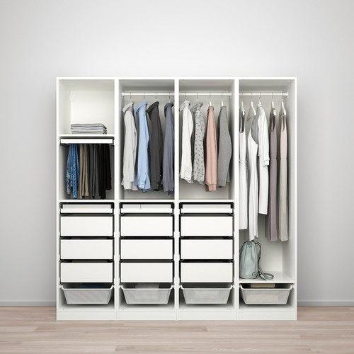 PAX / REINSVOLL/ÅHEIM Wardrobe combination, white/grey-beige, 200x60x201 cm