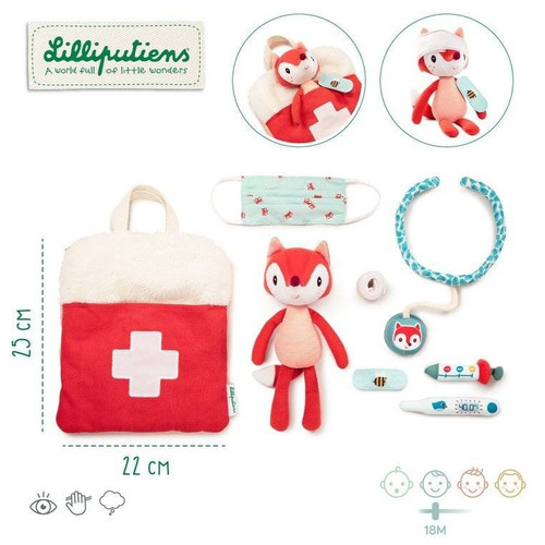 LILLIPUTIENS Doctor's Bag with Cuddly Toy and 6 Accessories Alice the Fox 18m+