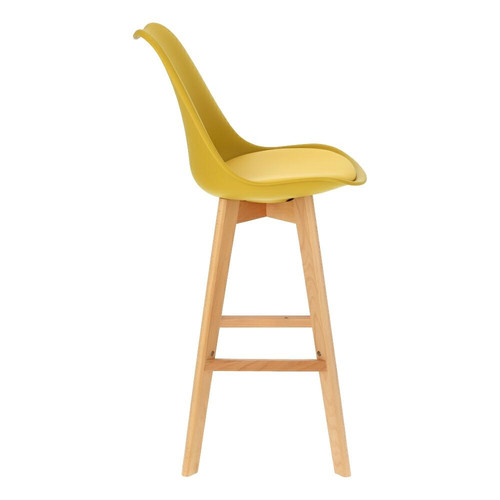 Bar Stool Norden Wood, high, PP, yellow