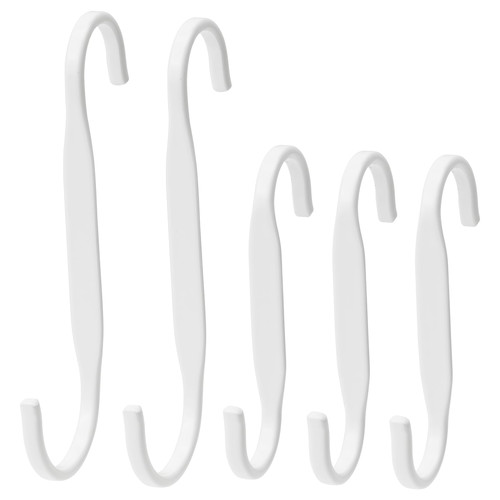 NEREBY S-hook, white, 5 pack