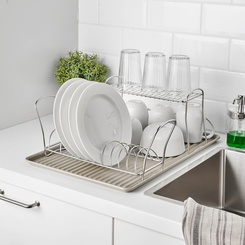 VÄLVÅRDAD Dish drying rack, stainless steel, 12x32 cm