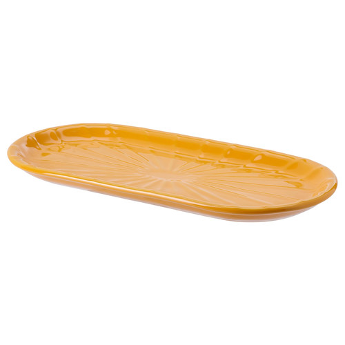 KOPPARBJÖRK Decoration dish, bright yellow, 16x33 cm