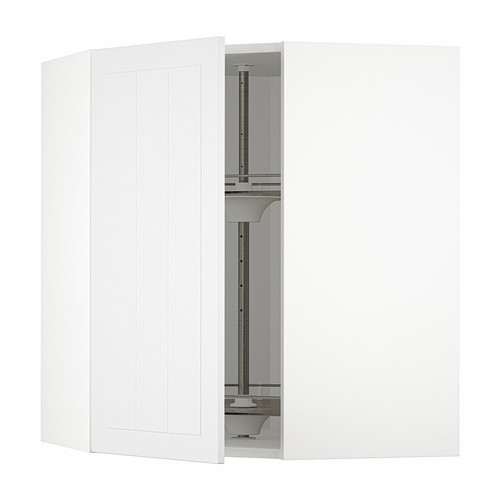 METOD Corner wall cabinet with carousel, white/Stensund white, 68x80 cm