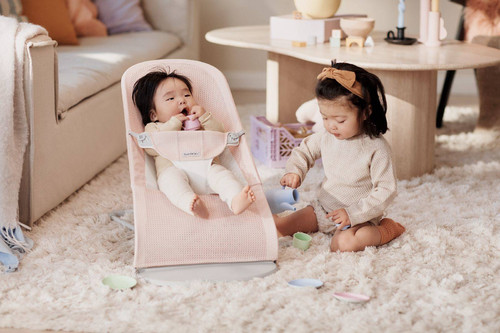 BABYBJORN Bouncer Balance Soft Light grey frame, Mesh, Pearly pink/White