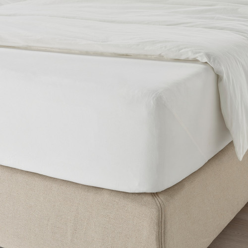 DVALA Fitted sheet, white, 120x200 cm