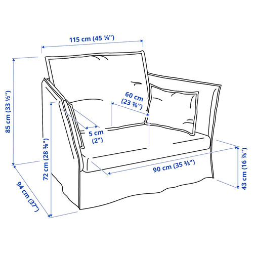 BACKSÄLEN 1,5-seat armchair, Hallarp grey