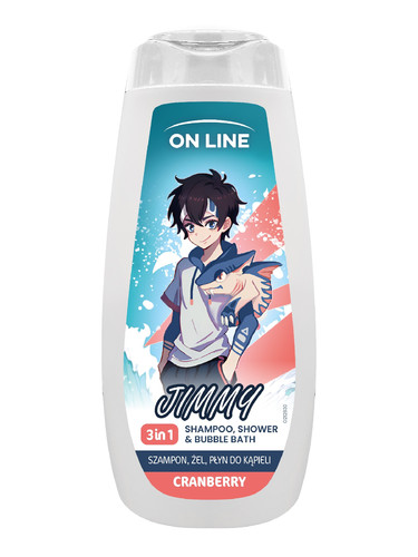 ON LINE KIDS Jimmy 3in1 Shampoo, Shower & Bubble Bath Cranberry 400ml