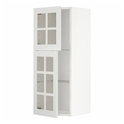 METOD Wall cabinet w shelves/2 glass drs, white/Stensund white, 40x100 cm