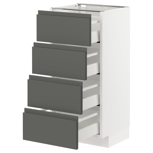 METOD/MAXIMERA Base cab 4 frnts/4 drawers, white/Voxtorp dark grey, 40x37x80 cm