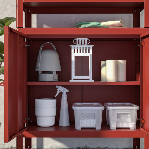 KOLBJÖRN Shelving unit with cabinet, brown-red, 80x37x161 cm