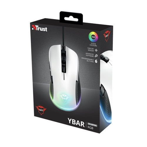 Trust Optical Wired Gaming Mouse GXT 922W YBAR RGB, white/black