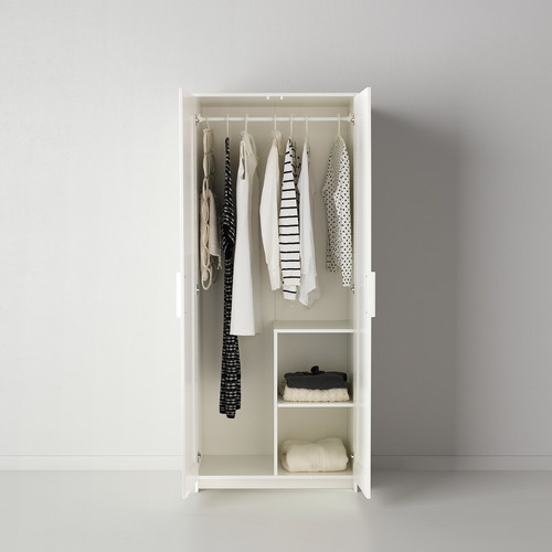 BRIMNES Wardrobe with 2 doors, white, 78x190 cm