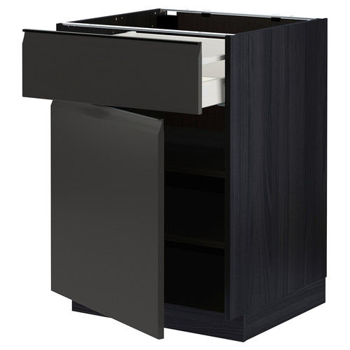 METOD / MAXIMERA Base cabinet with drawer/door, black/Upplöv matt anthracite, 60x60 cm