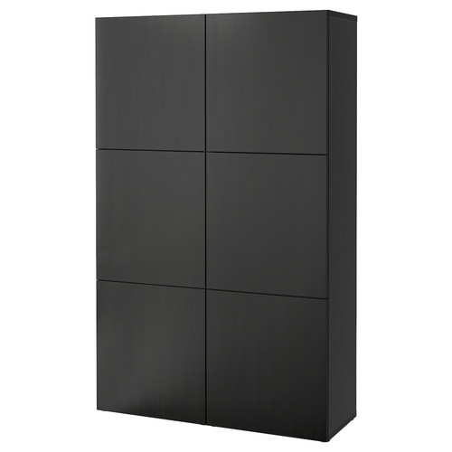 BESTÅ Storage combination with doors, Lappviken black-brown, 120x40x192 cm