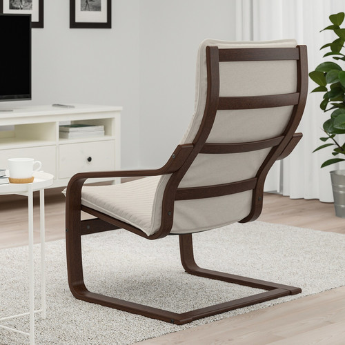 POÄNG Armchair, brown, Knisa light beige