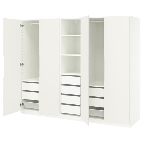 PAX / TONSTAD Wardrobe combination, white/off-white, 250x60x201 cm