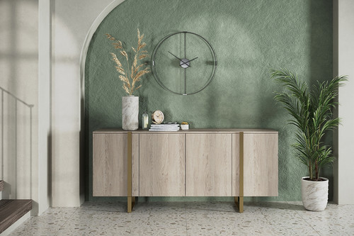 Four-Door Cabinet Verica 200cm, biscuit oak/gold legs