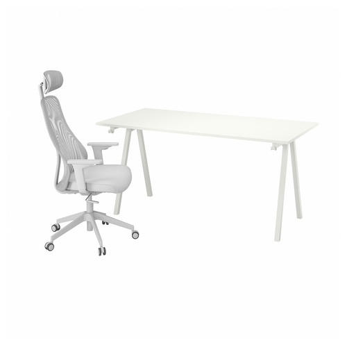 TROTTEN / MATCHSPEL Desk and chair, white/light grey