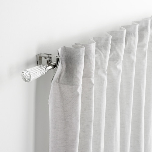 SOLDVÄRGMAL Curtain rod set, silver-colour, 120-210 cm 19 mm
