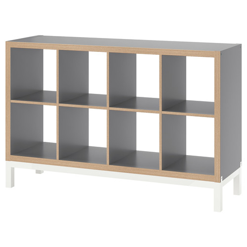 KALLAX Shelving unit with underframe, grey wood effect/white, 147x94 cm
