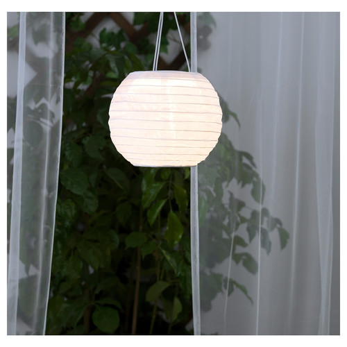 SOLVINDEN LED solar-powered pendant lamp, outdoor/globe white, 22 cm