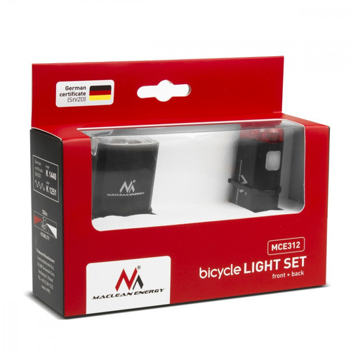 MacLean Bike LED Light Set Front and Rear MCE312