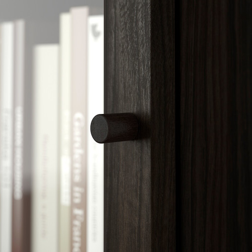 BILLY / OXBERG Bookcase w glass doors/ext unit, dark brown oak effect, 200x30x237 cm